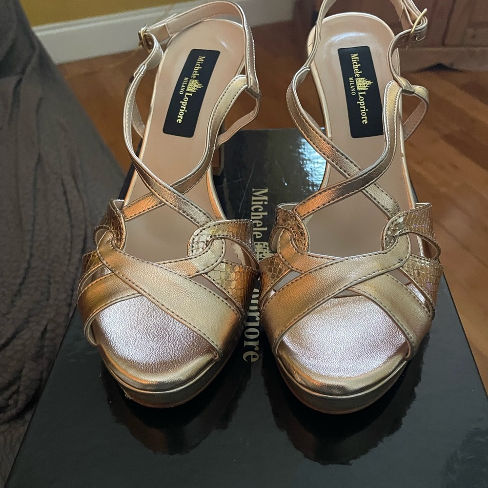 Gold Strappy Platform Sandals